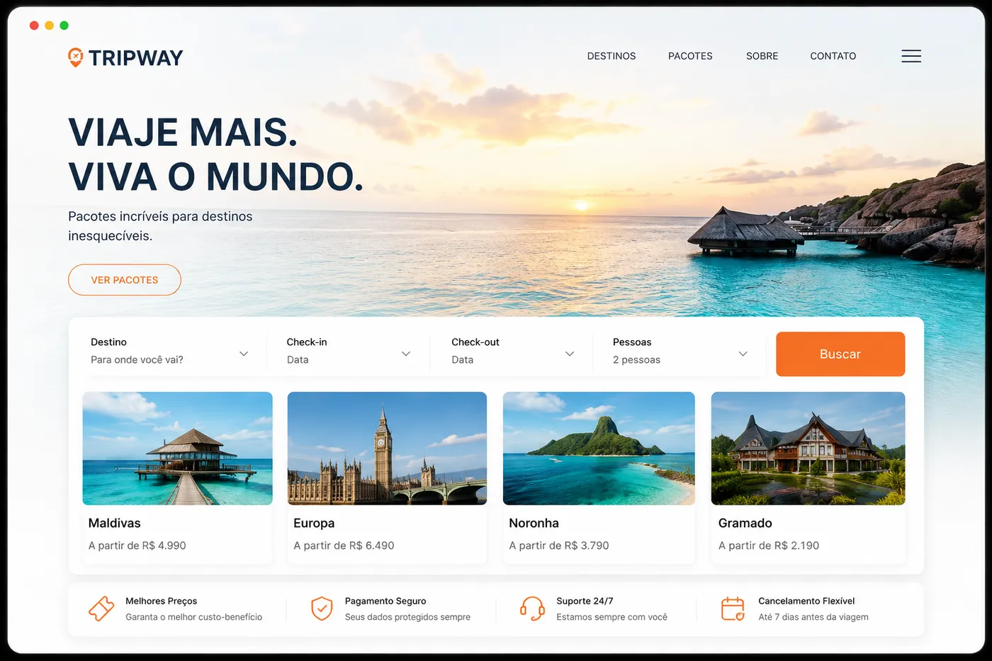 Site para turismo e viagens