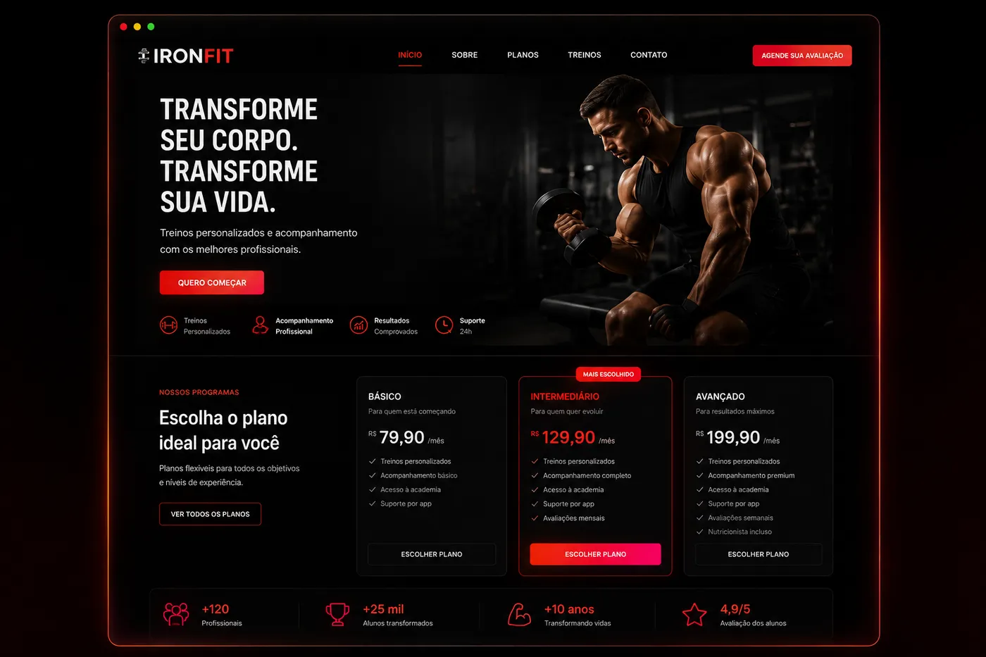 Site para academia