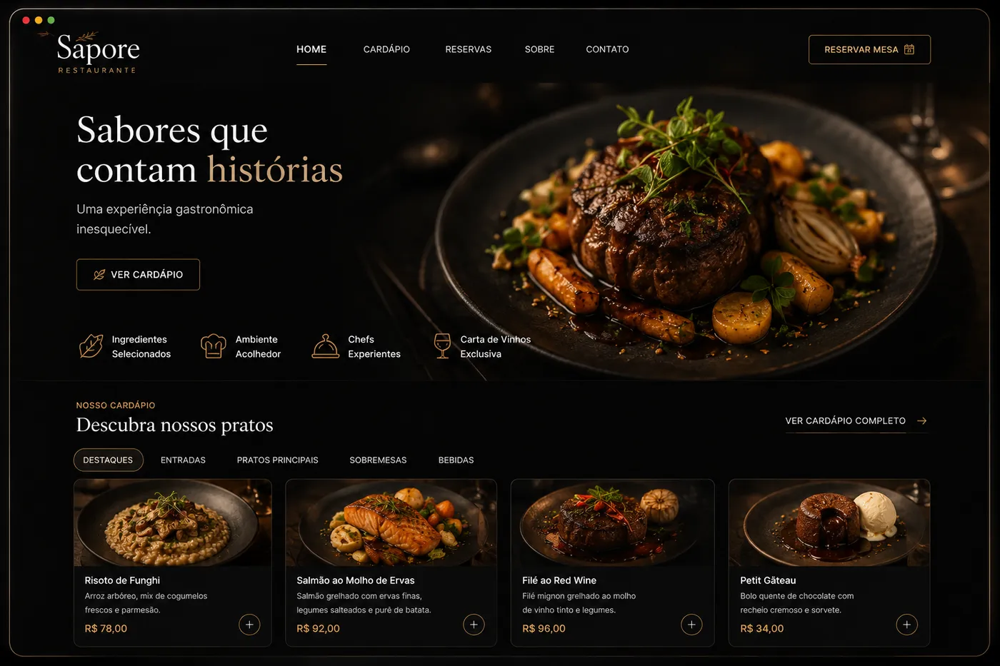 Site para restaurante